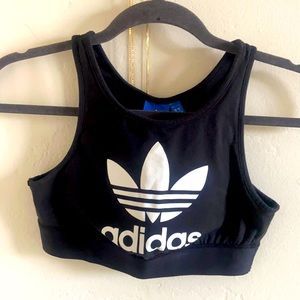 Adidas, Small, black cotton sports bra with electric band